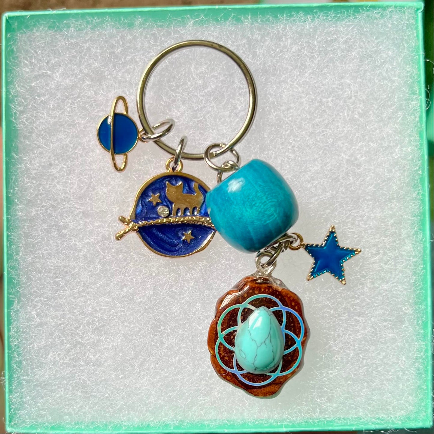 Turquoise Pinecone Pendant Keychain