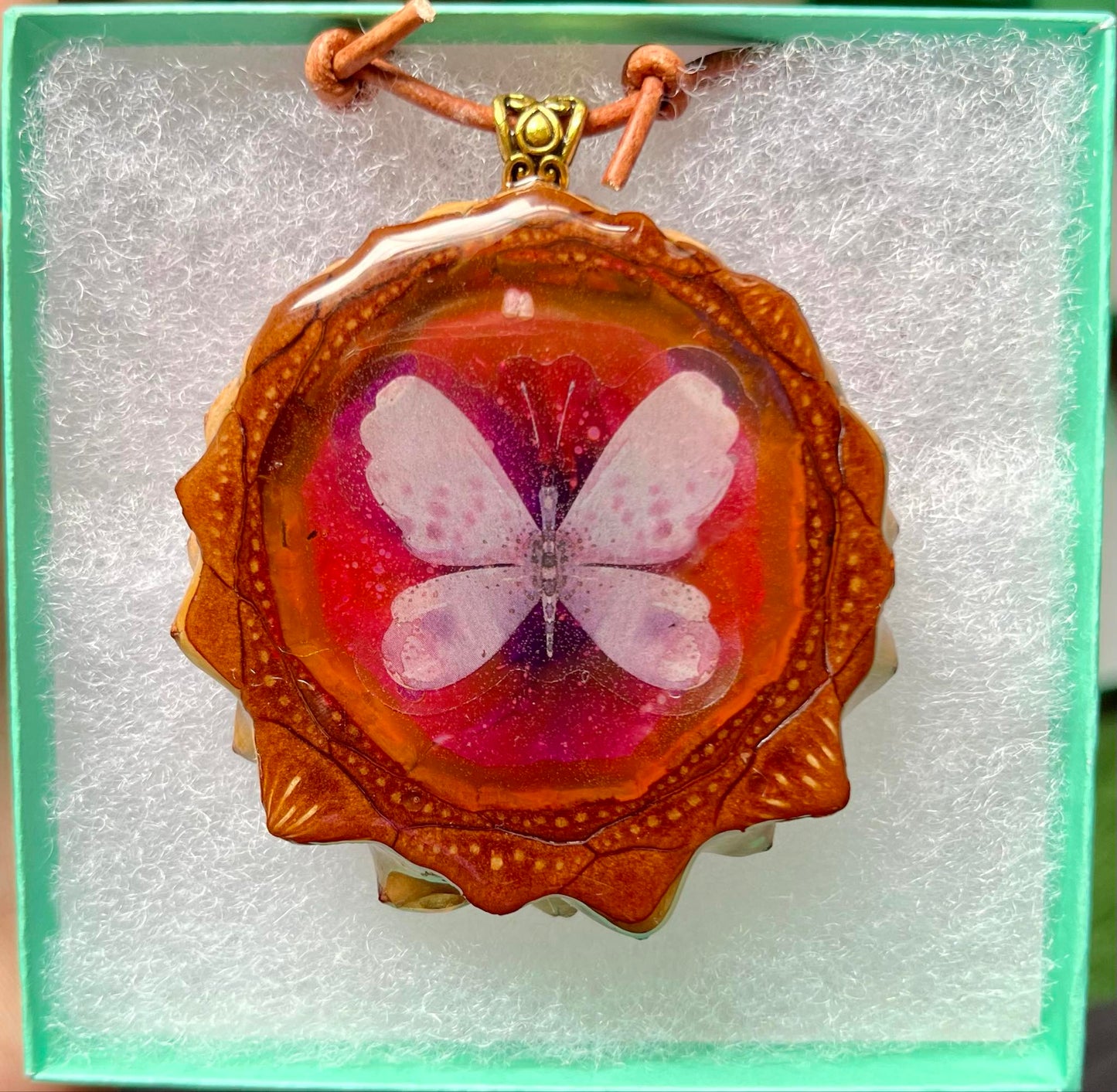 Butterfly Medium Pinecone Pendant with a simple but beautiful lotus flower design