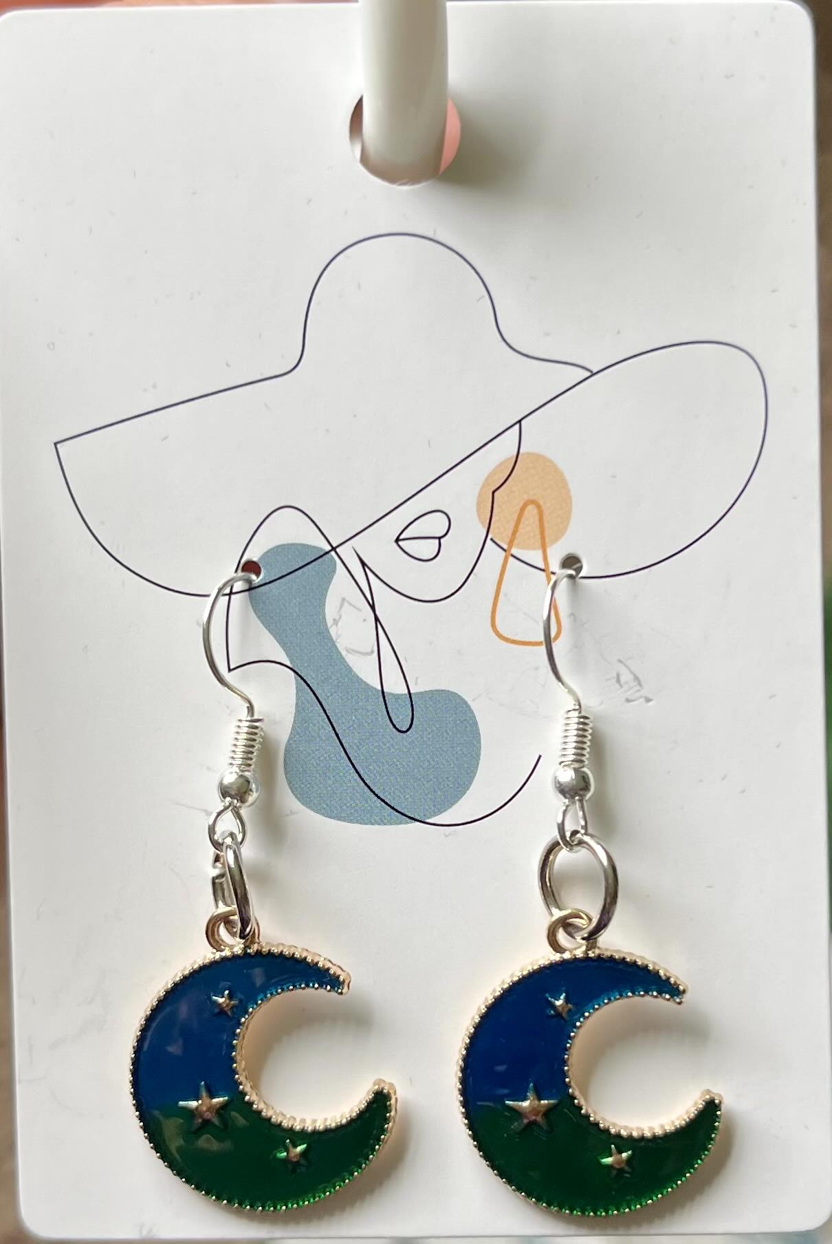Crescent Moon with Stars Earrings