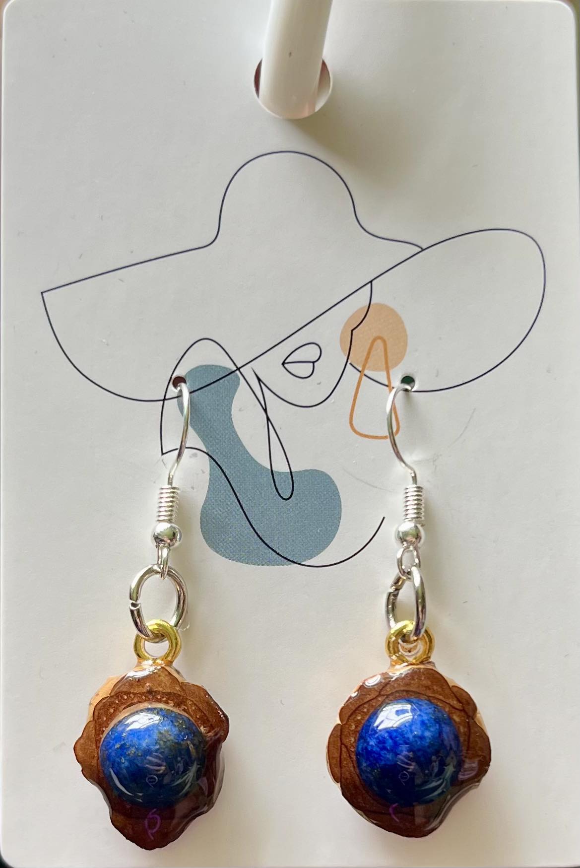 Lapis Lazuli Pinecone Pendant Earrings