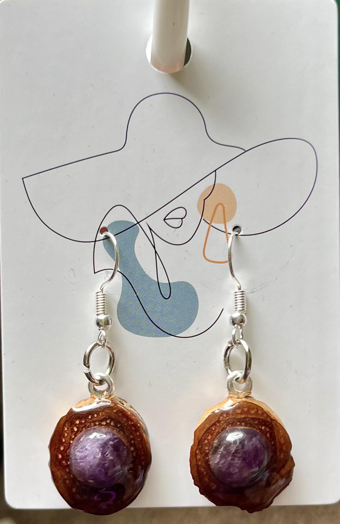 Amethyst Pinecone Pendant Earrings