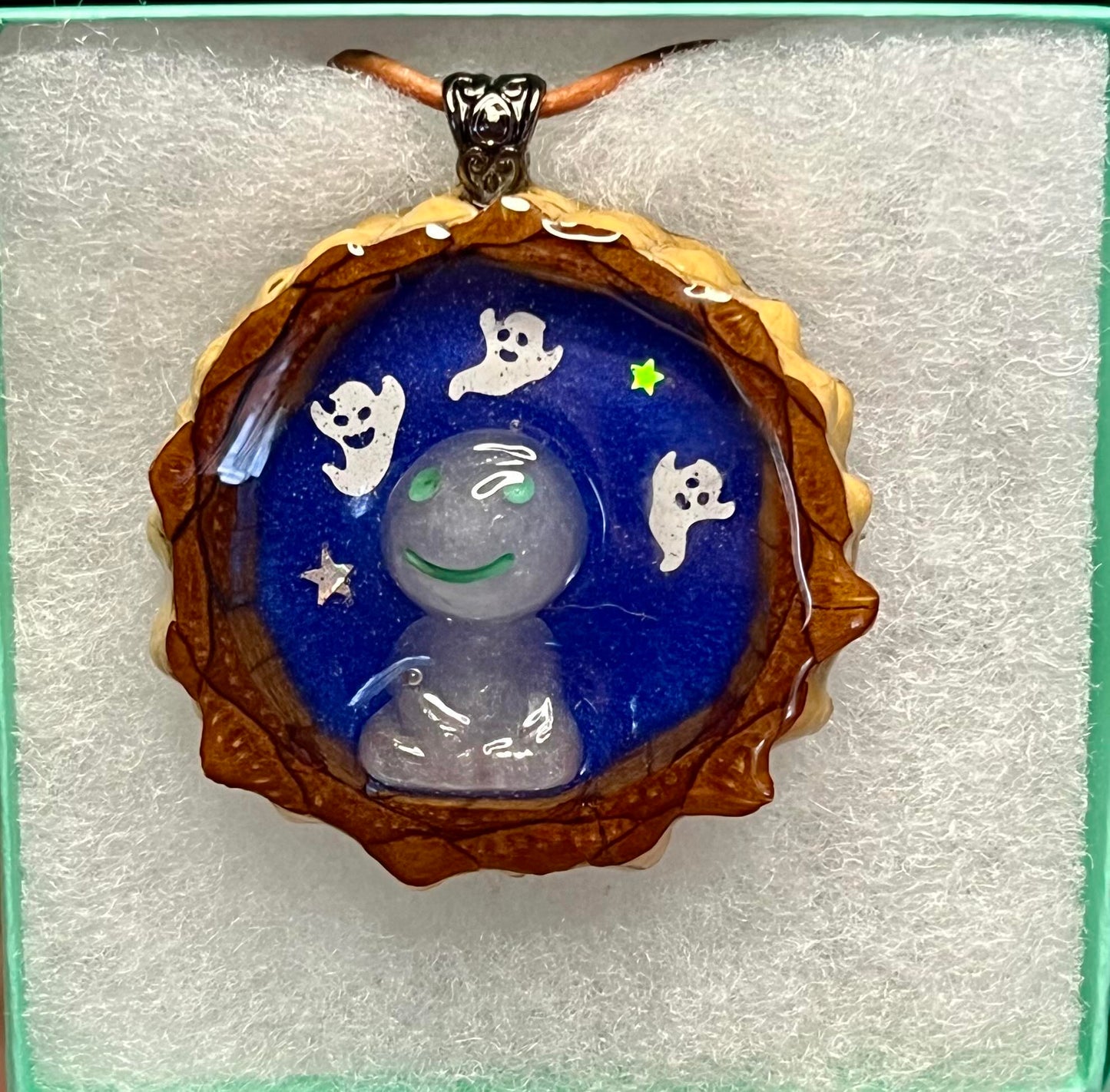 Tree Elve with Ghosts Pinecone Pendant