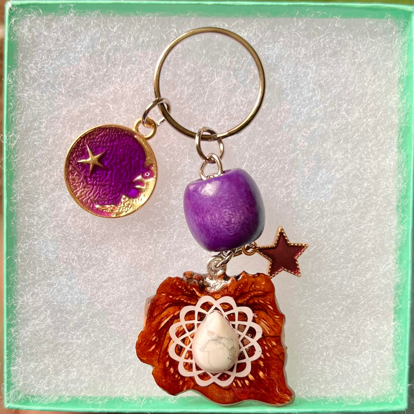 Howlite Pinecone Pendant Keychain