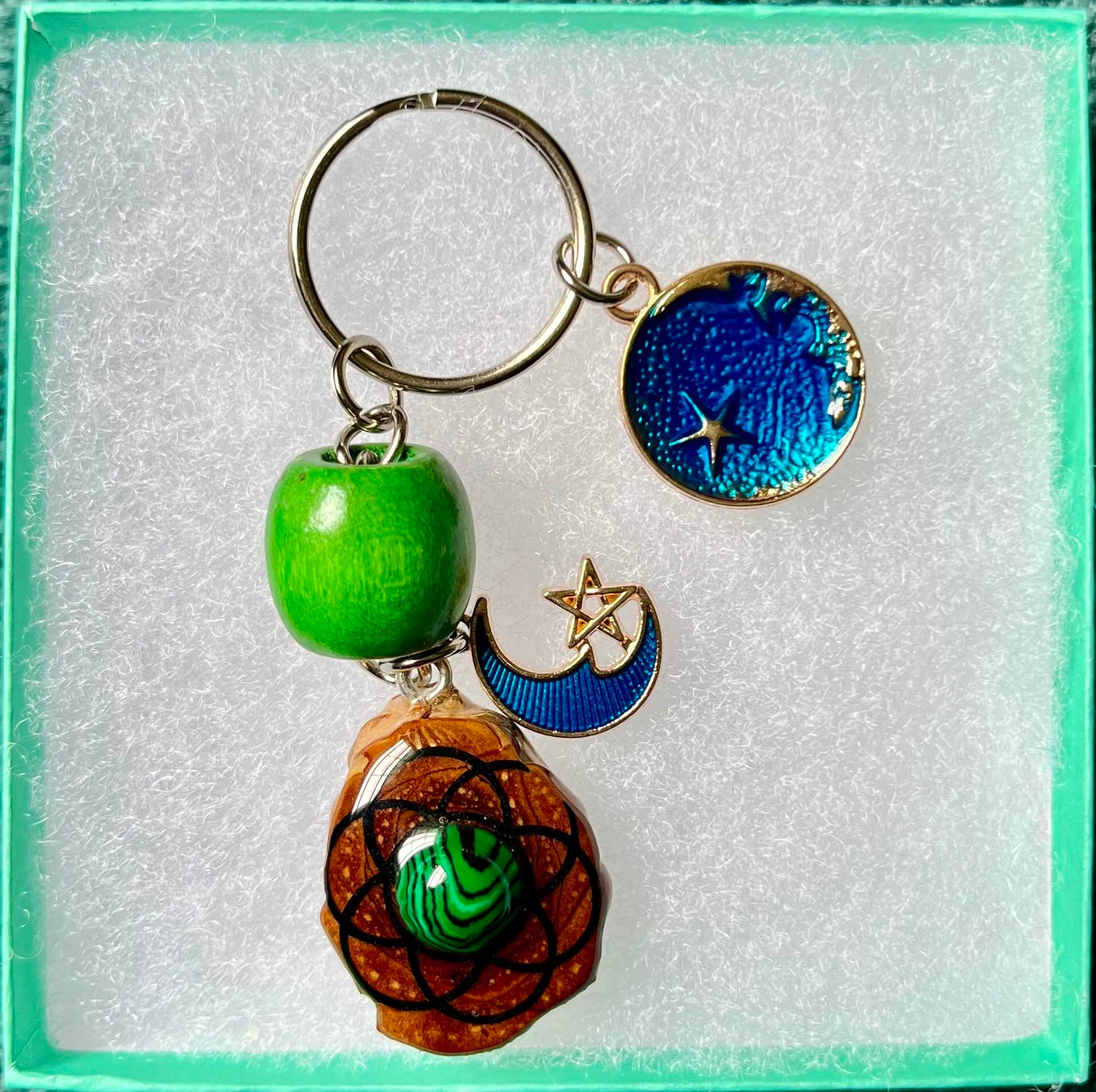 Malachite Pinecone Pendant Keychain