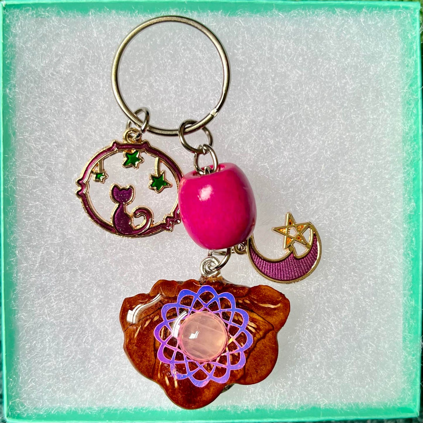 Rose quartz Pinecone Pendant Keychain
