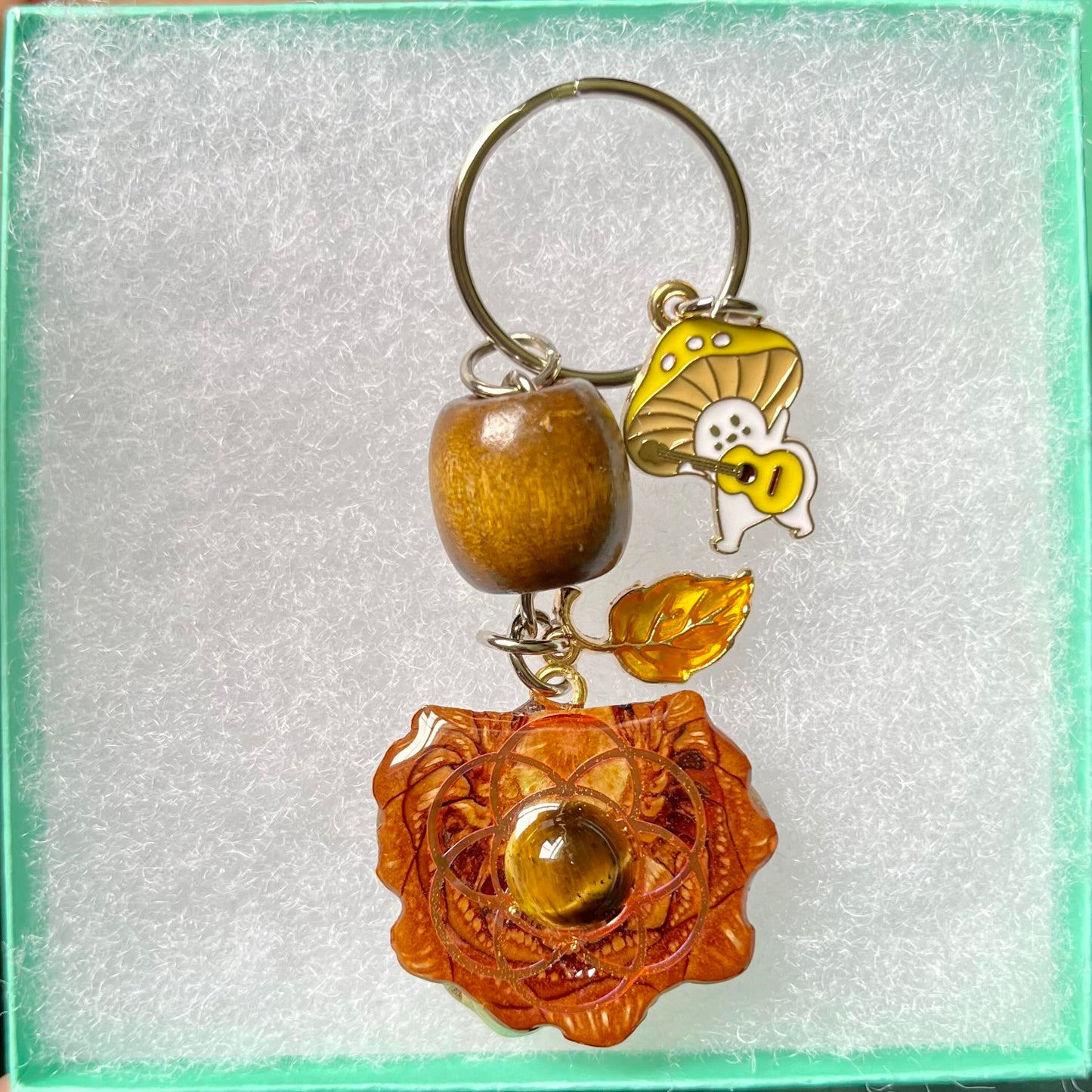 Tigers eye Pinecone Pendant Keychain