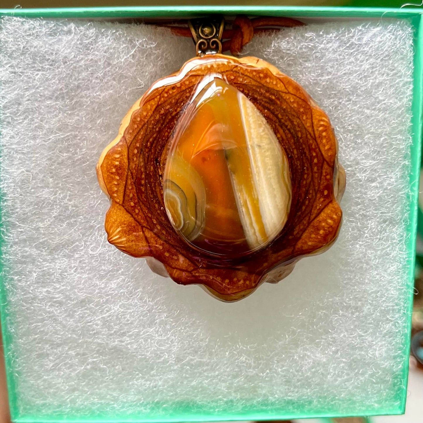 Yellow Banded Onyx Pinecone Pendant