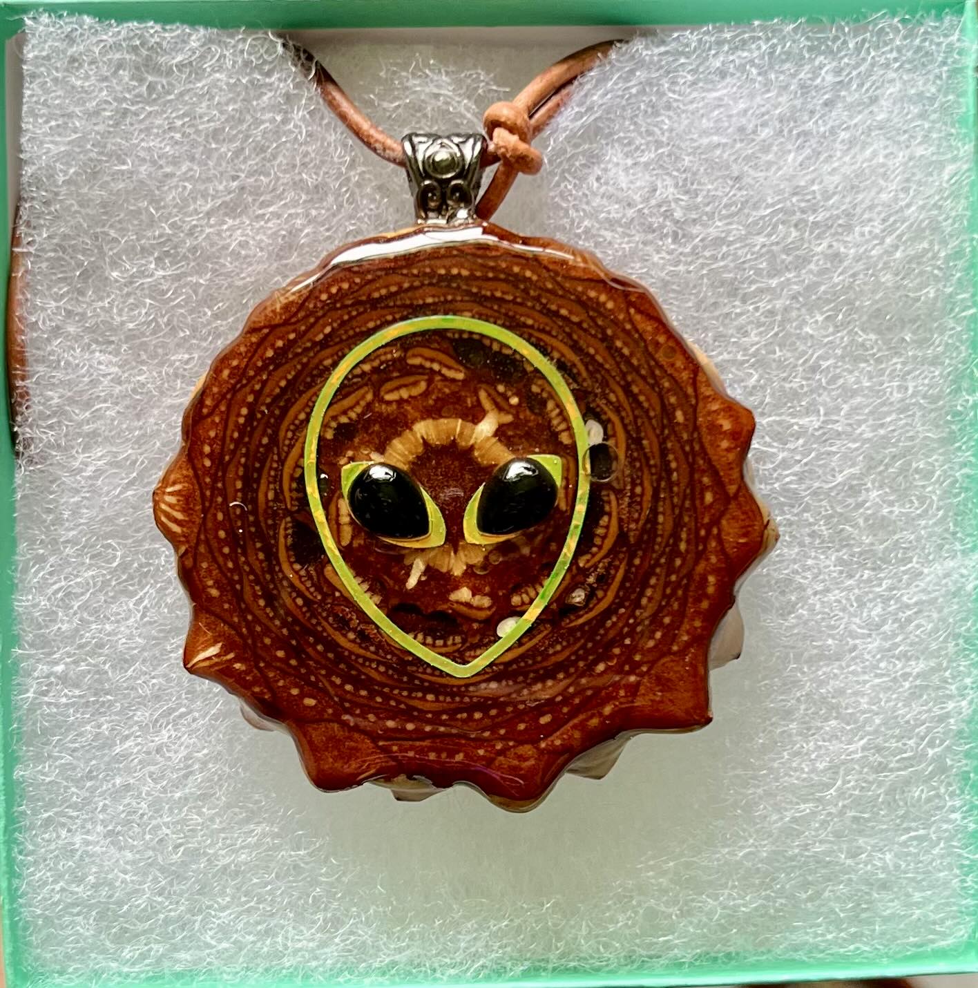 Alien obsidian Pinecone Pendant