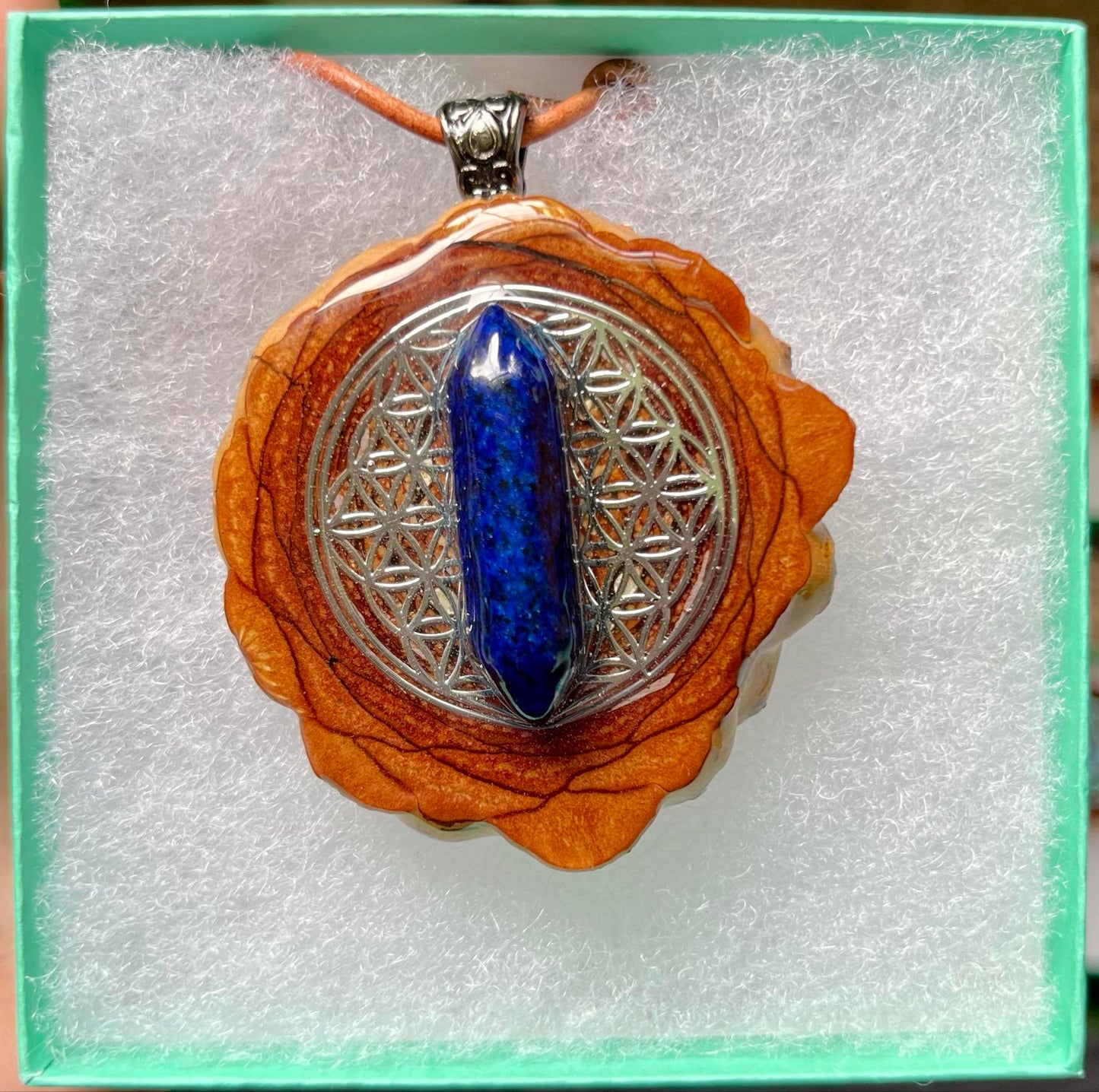 Lapis Lazuli Flower of Life Pinecone Pendant